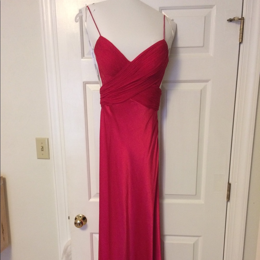 Pink long prom dress with open back